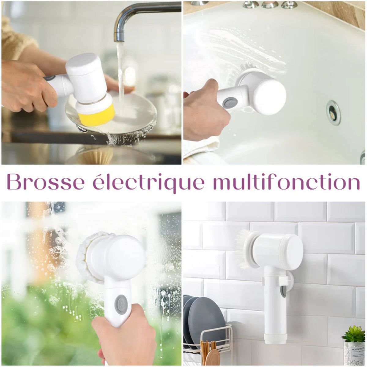 Brosse de nettoyage électrique rechargeable 3 en 1